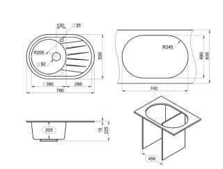 Мойка кухонная Granula Standart 7601, ЧЁРНЫЙ